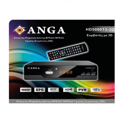 Δέκτης DVB-T HD5000T2-3D MPEG 4 επίγειος ψηφιακός ANGA