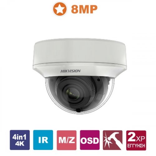 Κάμερα Dome IR 2.7~13.5mm IP67 Turbo-HD 8MP (4K) DS-2CE5AU1T-VPIT3ZF Hikvision
