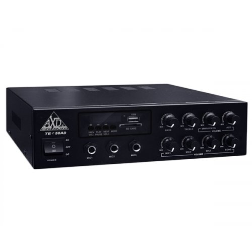 Ενισχυτής μικροφωνικός 12V + 230V 60W 100V  3xMIC/USB/Bluetooth TE-50AD AXD Sound