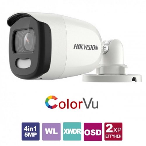Κάμερα Bullet IR 3.6mm Turbo-HD 5MP ColorVu DS-2CE10HFT-F Hikvision