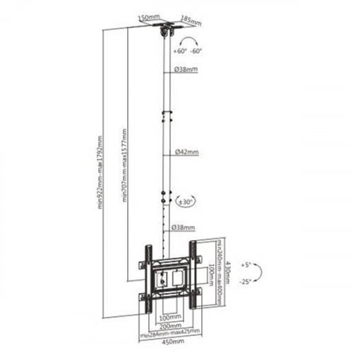 Βάση LCD-LED 32"- 70" οροφής PLB-CE1044-01 Brateck