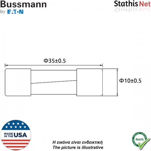 Ασφάλεια κεραμική 10x35mm ταχείας 440mA 1000V DMM-B-44/100 Bussmann