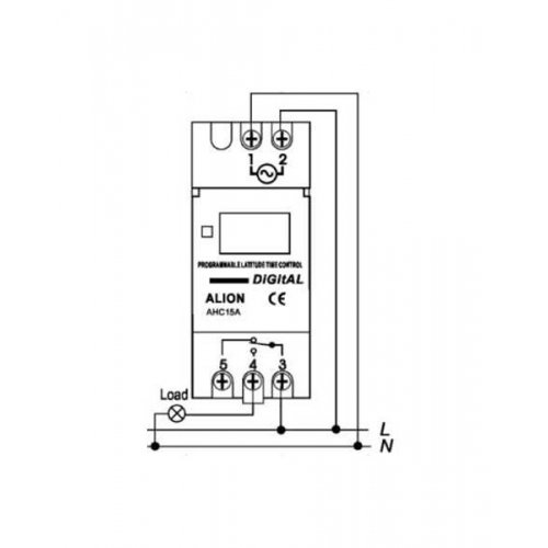 Χρονοδιακόπτης ψηφιακός ράγας 230v Αc 16A 1C/O LCD  ημερήσιος ή εβδομαδιαίος με εφεδρεία DHC15A ALION