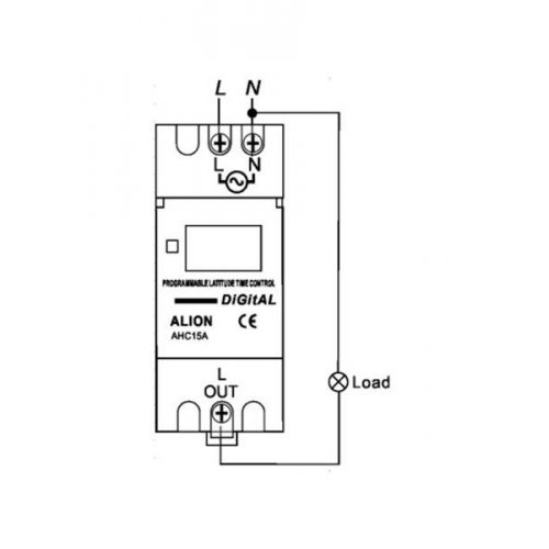 Χρονοδιακόπτης ψηφιακός ράγας 230v Αc 16A 1C/O LCD  ημερήσιος ή εβδομαδιαίος με εφεδρεία DHC15A ALION