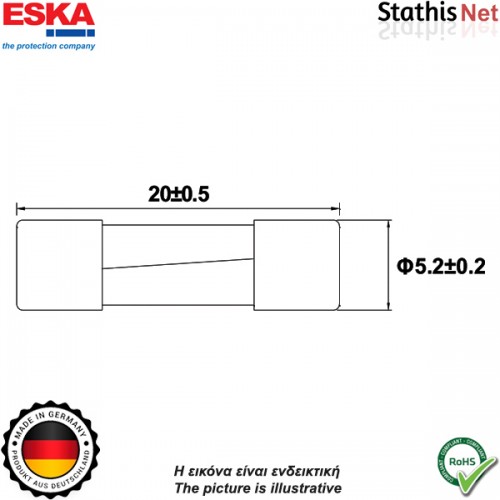 Ασφάλεια κεραμική 5x20mm βραδείας 0.2Α 522.710 ESKA