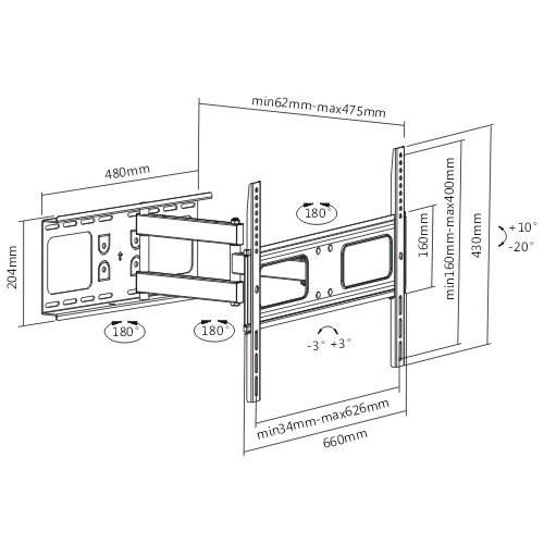 Βάση LCD-LED 37"- 70" σπαστή LPA36-463A Brateck