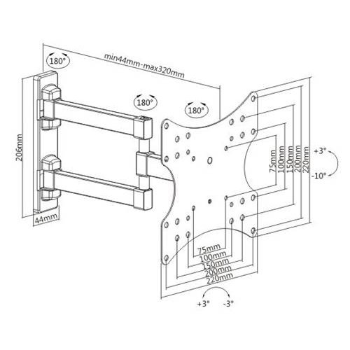 Βάση LCD-LED 23"- 42" σπαστή 90* KLA26-223A Brateck