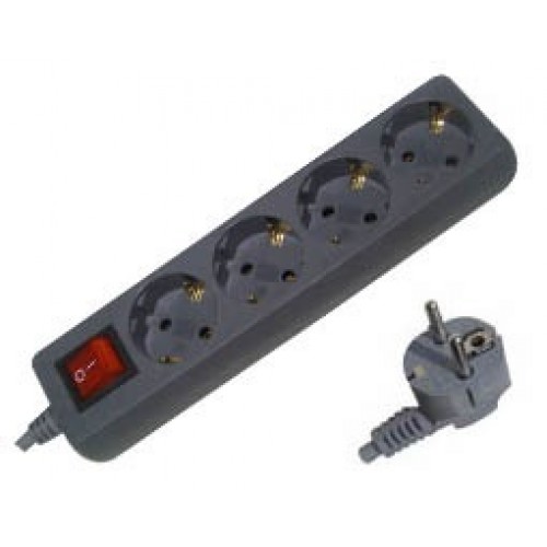 Πολύπριζο 4 σούκο 3x1.5mm 1.5m με διακόπτη ανθρακί G04K