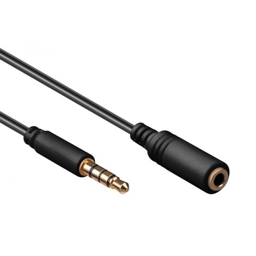 Καλώδιο καρφί 3.5mm stereo 4pin αρσενικό -> 3.5mm stereo 4pin θηλυκό 0.5m μαύρο 62476 Goobay