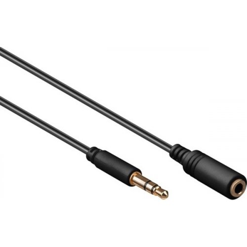 Καλώδιο καρφί 3.5mm stereo 3pin αρσενικό -> 3.5mm stereo 3pin θυληκό 0.5m μαύρο 97111 Goobay