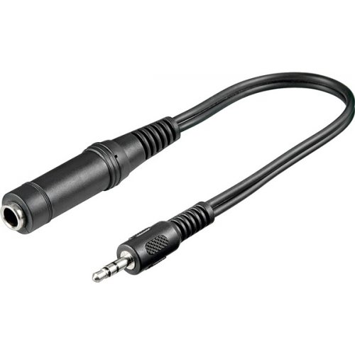 Καλώδιο καρφί 3.5mm stereo 3pin αρσενικό -> 6.35mm stereo θυληκό 0.2m μαύρο 50470 Goobay