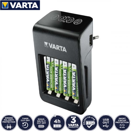 Φορτιστής μπαταριών AA, AAA, 9V, USB LCD Plug Charger+ 57687101441 VARTA