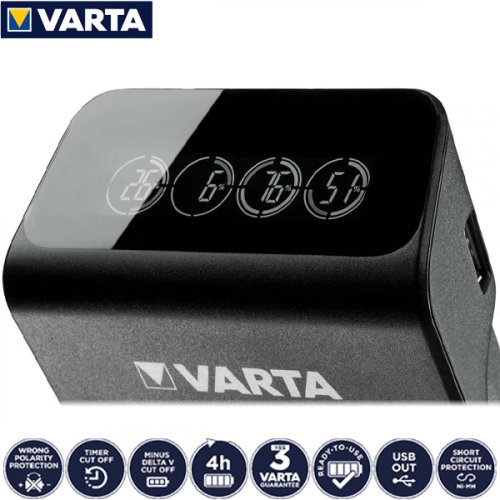 Φορτιστής μπαταριών AA, AAA, 9V, USB LCD Plug Charger+ 57687101441 VARTA