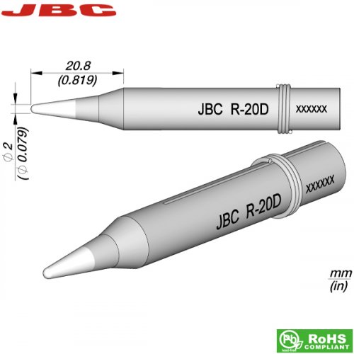 Μύτη κολλητηριού 2mm R-20D JBC