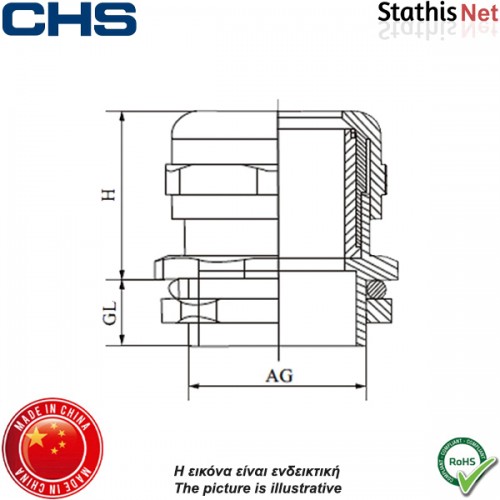 Στυπιοθλίπτης μεταλλικός με φλάντζα PG-36 nickel CHS
