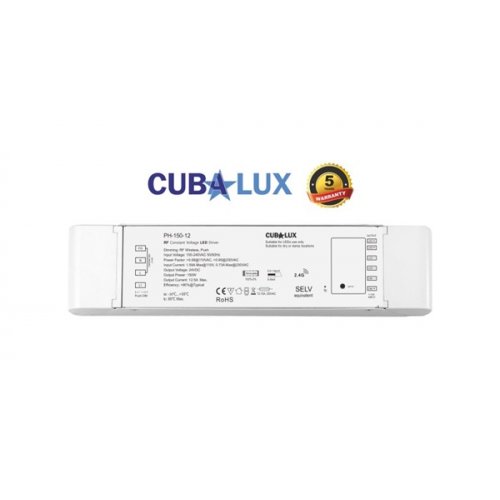 Τροφοδοτικό Led 230V IN -> OUT 12VDC 150W 12.5A IP20 dimmable TΩRA Cuba Lux