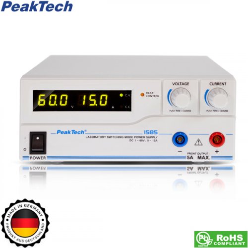 Τροφοδοτικό πάγκου 230V -> 1 - 60VDC / 0 - 15A  P 1585 PeakTech