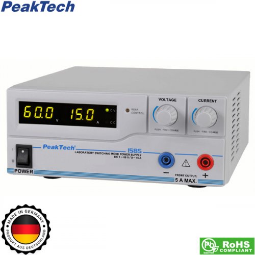 Τροφοδοτικό πάγκου 230V -> 1 - 60VDC / 0 - 15A  P 1585 PeakTech