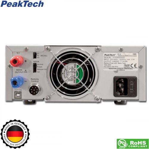 Τροφοδοτικό πάγκου 230V -> 1 - 60VDC / 0 - 15A  P 1585 PeakTech