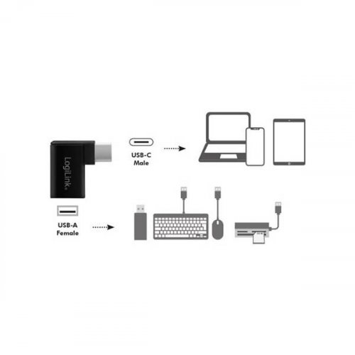 Αντάπτορας OTG  type c αρσενικό -> USB A θηλυκό γωνία 90* AU0055 Logilink