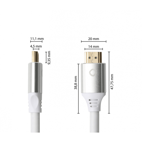 Καλώδιο HDMI αρσενικό -> HDMI αρσενικό + ethernet 2.0v 2m άσπρο 92491 Oehlbach