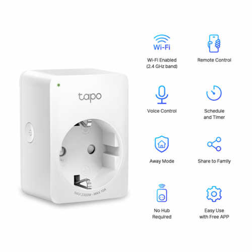 Πρίζα WiFi συμβατή με Amazon Alexa & Google Home mini λευκή Tapo P100 TP-Link