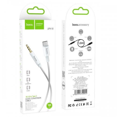 Καλώδιο USB 2.0 type C -> audio 3.5mm αρσενικό για Smartphones 1m UPA19TSL Hoco