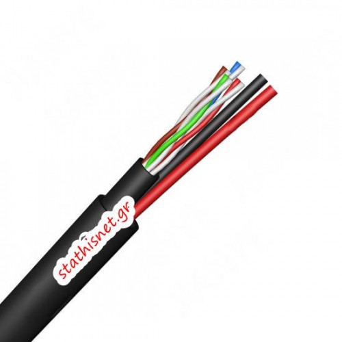 Καλώδιο δικτύου UTP CAT5e + 2x0.50mm 24AWG CCA πακέτο 100m CU/PET μαύρο ST-CC06 ANGA