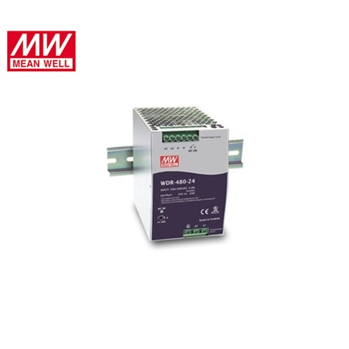 Τροφοδοτικό ράγας wide input 180-550 VAC IN -> OUT 24VDC 480W 20A slim 1Φ/2Φ PFC WDR480-24 Mean Well