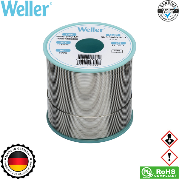 T0051386399  WSW SAC M1 solder wire 0.8mm, 500gr. Sn3.0Ag0.5Cu
