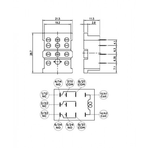 Βάση relay μεσαίου τυπωμένου PCB 3pins CST-P11 CHENYAO