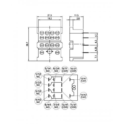 Βάση relay μεσαίου τυπωμένου PCB 4pins CST-P14 CHENYAO