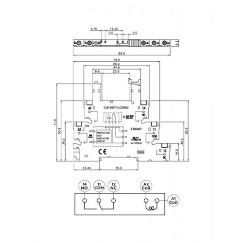 Βάση ράγας για relay slim 1pin CLR-S05F3-L24AD CHENYAO