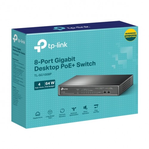 Switch 8-Port Gigabit Desktop with 4-Port PoE+ TL-SG1008P TP-LINK