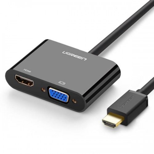 Μετατροπέας HDMI αρσενικό ->1 x VGA + 1 x HDMI θηλυκό + audio 3,5mm CM101 40744 UGREEN