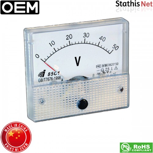 Όργανο πίνακος βολτόμετρο αναλογικό DC 60x60mm 0-50V DC A2-V2 OEM