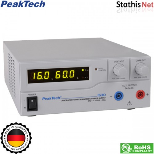 Τροφοδοτικό πάγκου Switching 230V -> 1-16 VDC / 0-60A  P 1530 PeakTech