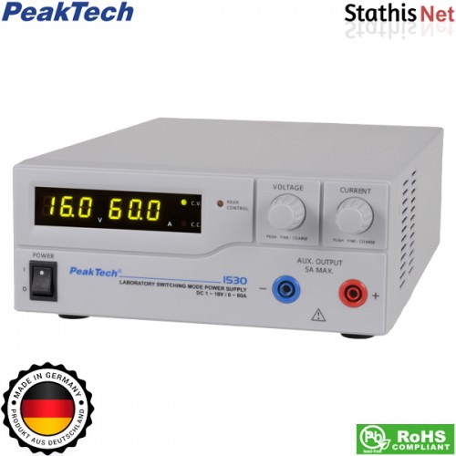 Τροφοδοτικό πάγκου Switching 230V -> 1-16 VDC / 0-60A  P 1530 PeakTech