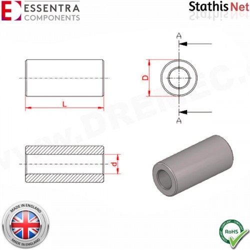 Αποστάτης πλαστικός κυλινδρικός 10mm 13ME079 Essentra Components