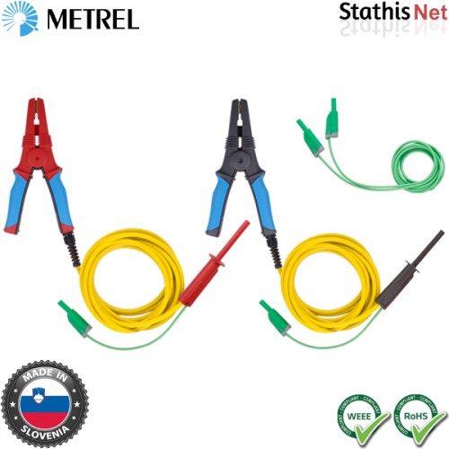 Κροκοδειλάκια μεγάλα HV με θωρακισμένο καλώδιο 10 kV set 5m κόκκινη/μαύρη S 1939 Metrel