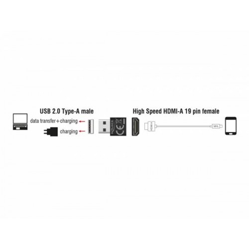Αντάπτορας HDMI-A θηλυκό -> USB-A 2,0 αρσενικό 65680 Delock