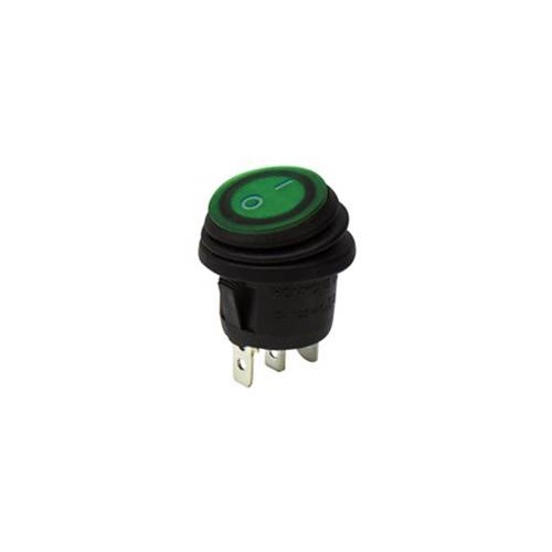 Διακόπτης rocker στρόγγυλος Ø23 ON-OFF 10A 250V 3P IP65 πράσινος με λυχνία WR5110 Honyone
