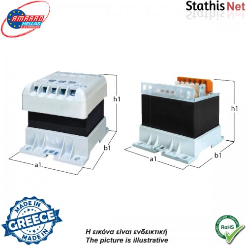 Μετασχηματιστής ράγας 230V -> 1 x 12V 100VA Amarad Hellas