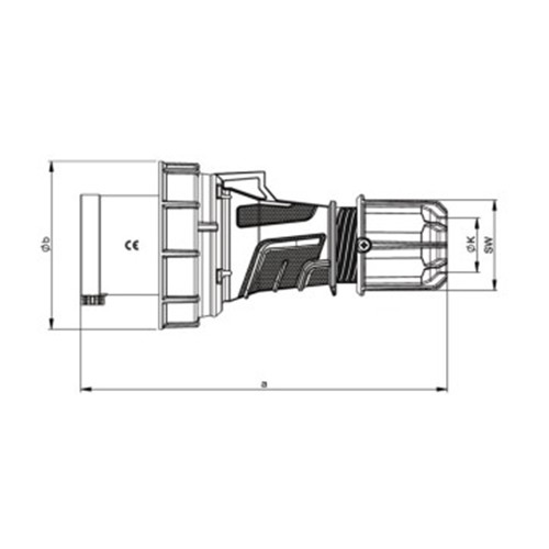 Φις ρεύματος βιομηχανικό αρσενικό 3pins 63A 230VAC IP67 033-6 PCE