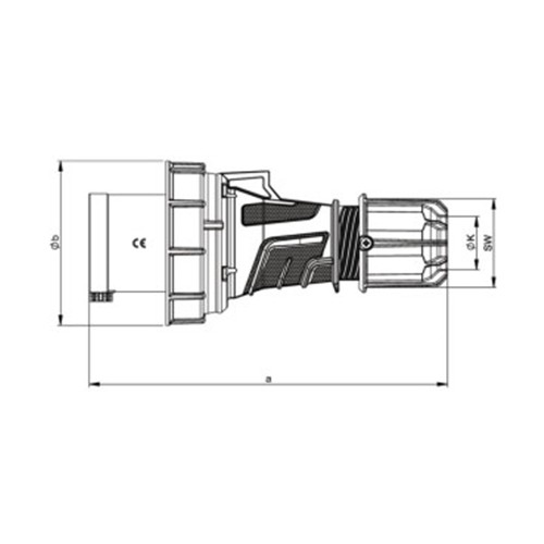 Φις ρεύματος βιομηχανικό αρσενικό 4pins 63A 400VAC IP67 034-6 PCE