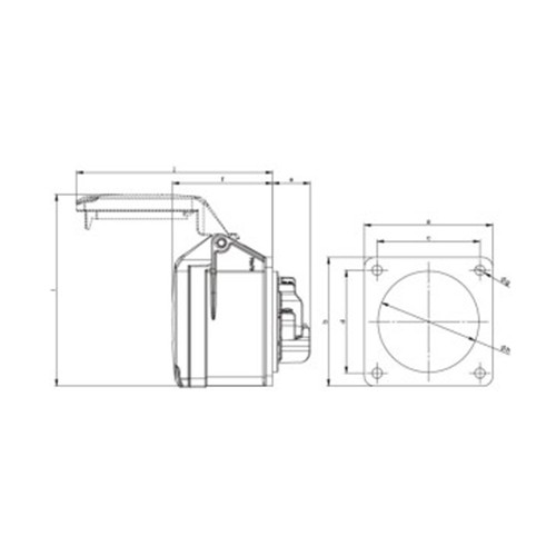 Πρίζα πίνακος θηλυκή σούκο 3pin 32A 230VAC IP44 323-6 PCE