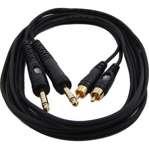 Καλώδιο καρφί 2 x 6.3mm mono αρσενικό -> 2 RCA αρσενικό 1.5m TPC-014 Bridge cable