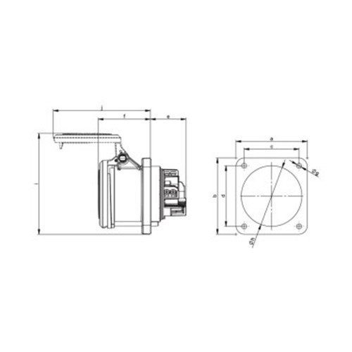 Πρίζα πίνακος θηλυκή σούκο 4pin 63A 400VAC IP44 3341-6fc PCE