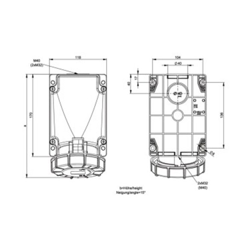 Πρίζα τοίχου βιομηχανική θηλυκή 4pin 63A 400VAC IP67 134-6 PCE