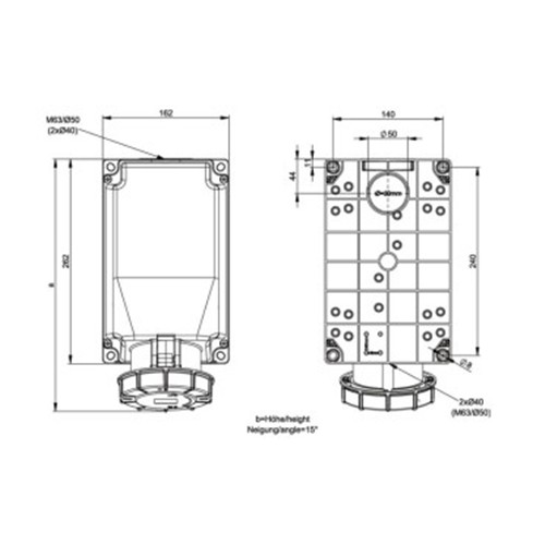 Πρίζα τοίχου βιομηχανική θηλυκή 4pin 125A 400VAC IP67 144-6 PCE